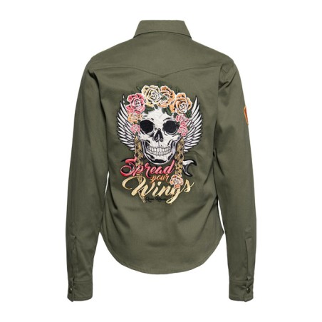 Giacca-camicia Donna Queen Kerosin verde oliva Taglia XS con t-shirt Omaggio