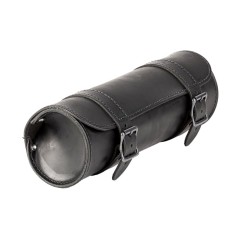 Borsa a rotolo porta attrezzi in pelle nera con cinghie