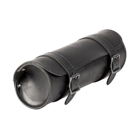 Borsa a rotolo porta attrezzi in pelle nera con cinghie