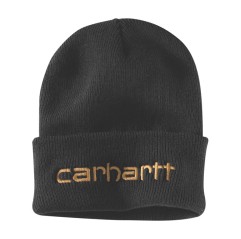 Berretto con risvolto e logo Carhartt nero e oro